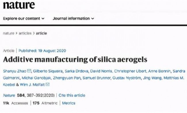 silica aerogels_Nature_1